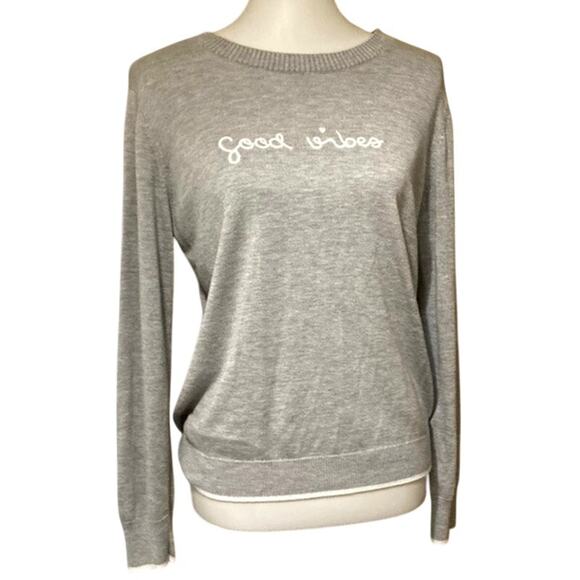Rachel Zoe Embroidered Good Vibes Sweater, Medium - Picture 1 of 5